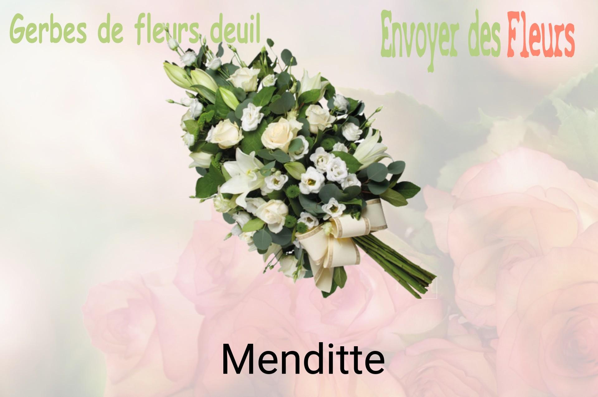 Gerbe de fleurs de deuil livrée à Menditte